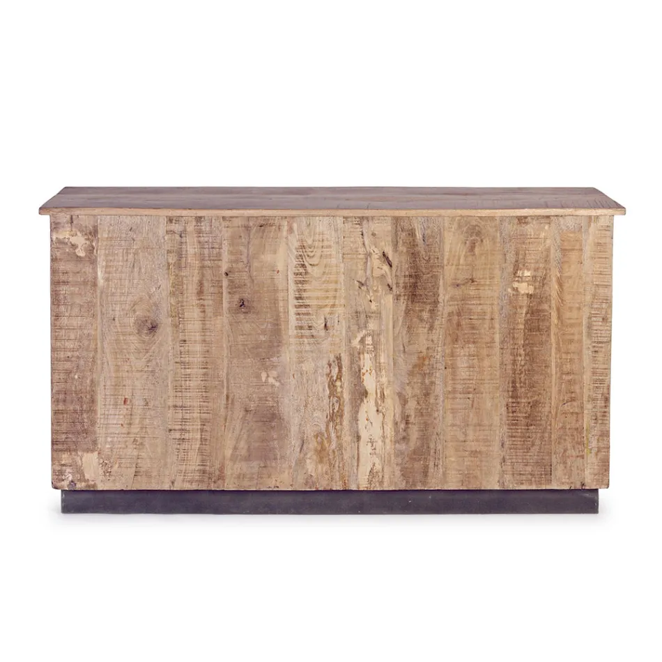 Wohnzimmer-Sideboard aus Mangoholz und Stahl mit 2 Türen und 3 Schubladen - Sinfony Viadurini