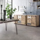 Wohnzimmer-Sideboard aus Mangoholz und Stahl mit 2 Türen und 3 Schubladen - Sinfony Viadurini