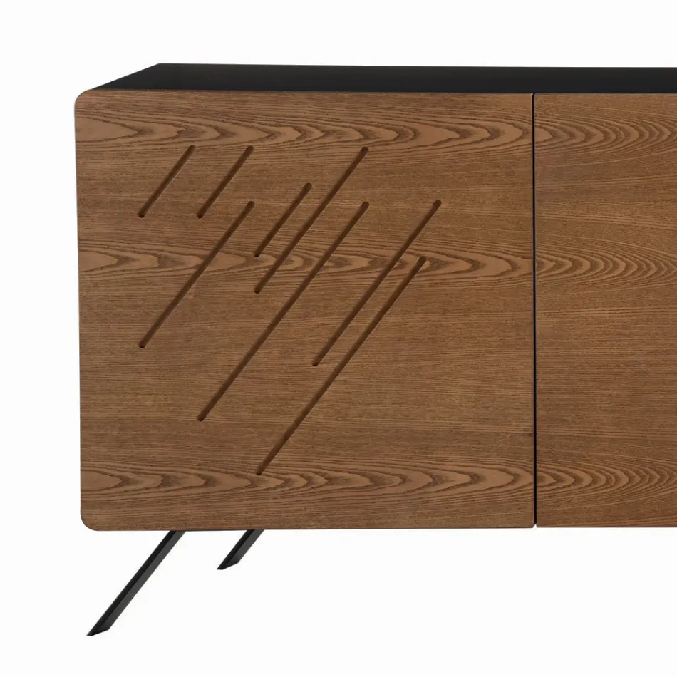 Wohnzimmer-Sideboard aus MDF mit Gravuren von 2 oder 3 Türen Made in Italy - Eleganz Viadurini