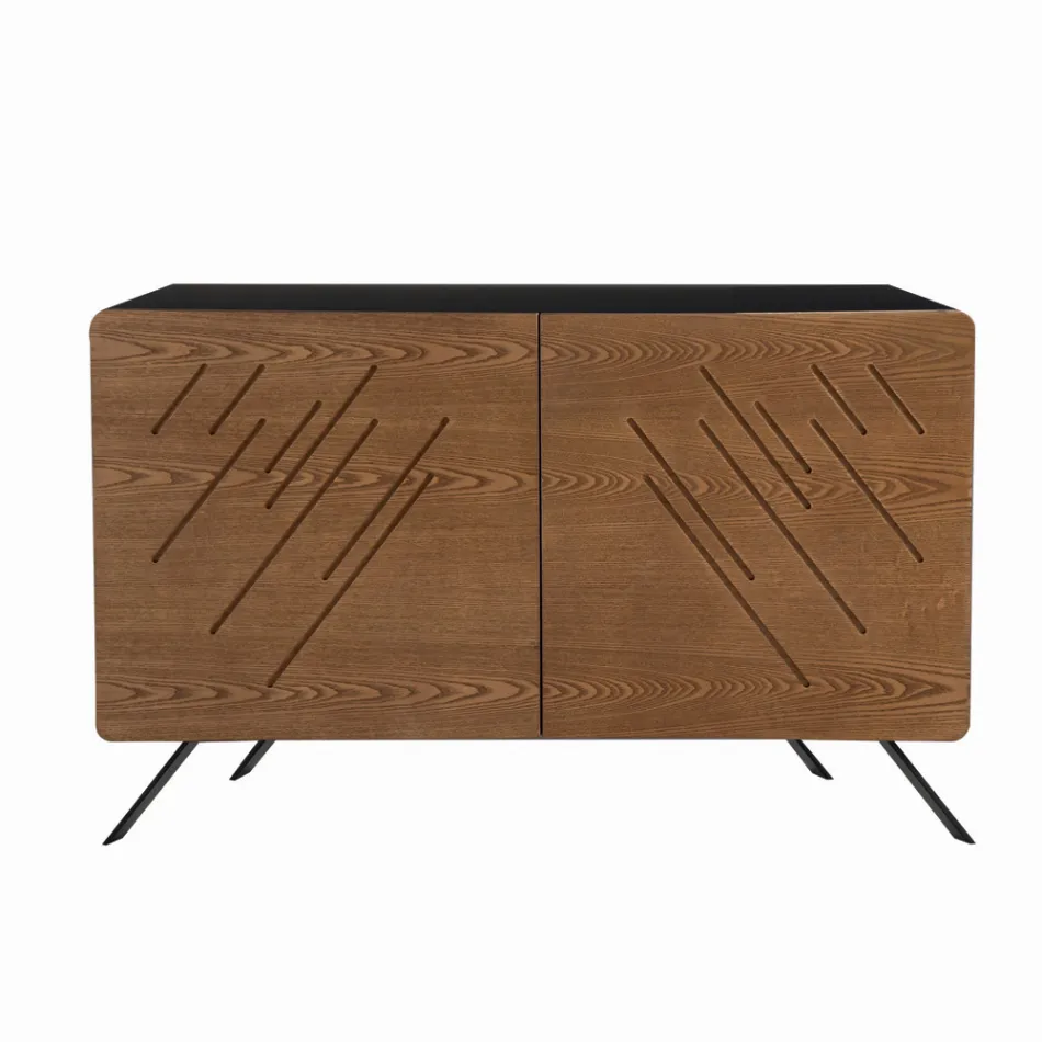 Wohnzimmer-Sideboard aus MDF mit Gravuren von 2 oder 3 Türen Made in Italy - Eleganz Viadurini
