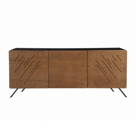 Wohnzimmer-Sideboard aus MDF mit Gravuren von 2 oder 3 Türen Made in Italy - Eleganz Viadurini