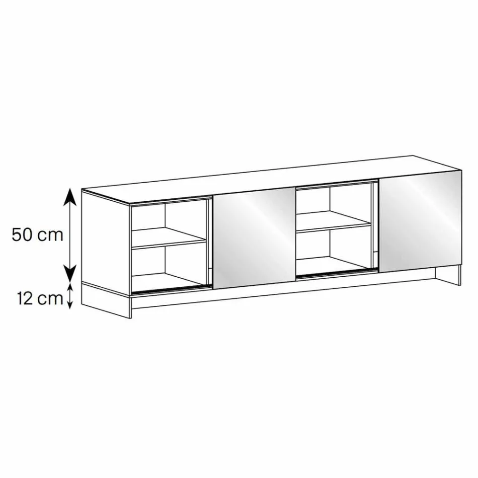 Wohnzimmer Sideboard 2 Keramiktüren und Rauchglasstruktur Made in Italy - Sciocca Viadurini