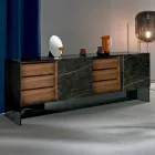 Wohnzimmer Sideboard 2 Keramiktüren und Rauchglasstruktur Made in Italy - Sciocca Viadurini