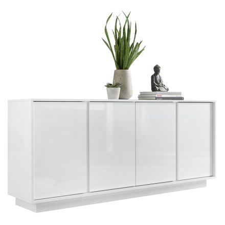 Wohnzimmer-Sideboard aus glänzend weiß lackiertem Schichtholz Made in Italy - Kimbo Viadurini