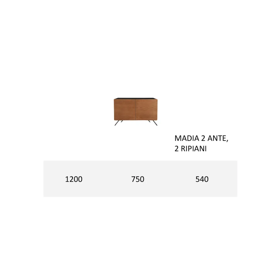 Wohnzimmer-Sideboard aus MDF und Massivholz 2 oder 3 Türen Made in Italy - Kammer Viadurini