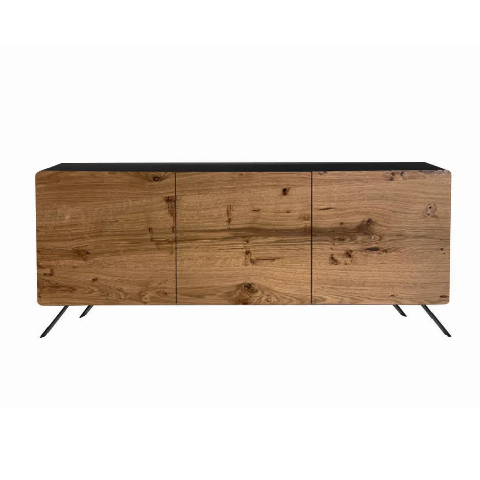 Wohnzimmer-Sideboard aus MDF und Massivholz 2 oder 3 Türen Made in Italy - Kammer Viadurini