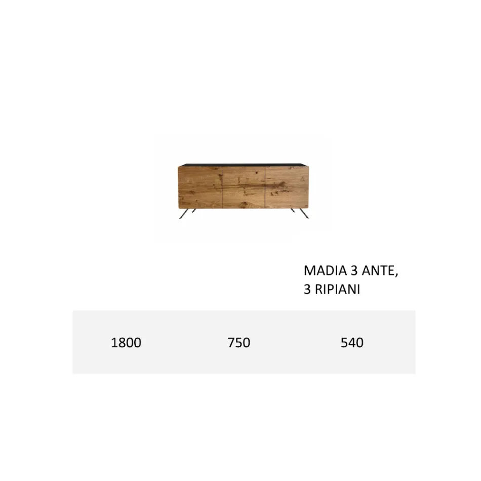 Wohnzimmer-Sideboard aus MDF und Massivholz 2 oder 3 Türen Made in Italy - Kammer Viadurini