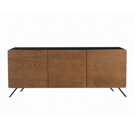Wohnzimmer-Sideboard aus MDF und Massivholz 2 oder 3 Türen Made in Italy - Kammer Viadurini