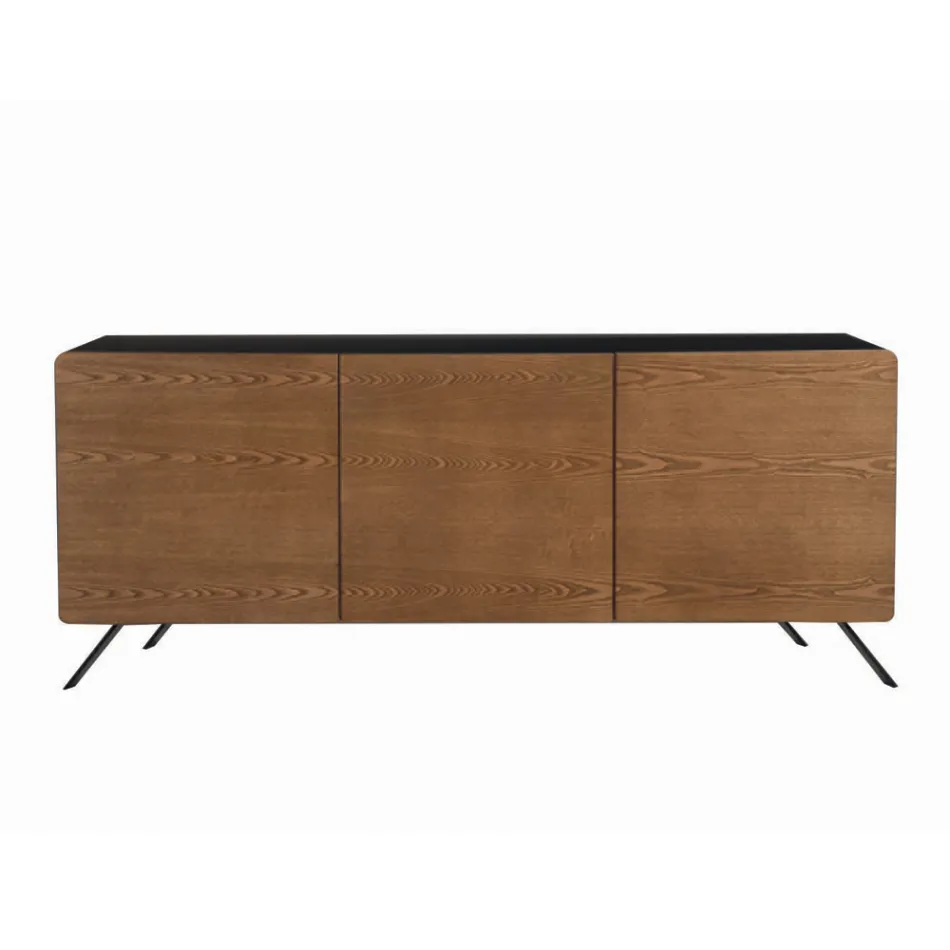 Wohnzimmer-Sideboard aus MDF und Massivholz 2 oder 3 Türen Made in Italy - Kammer Viadurini