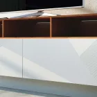 Wohnzimmer-Sideboard aus grauem MDF mit Eichenholzgehäuse Made in Italy - Giuditte Viadurini