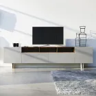 Wohnzimmer-Sideboard aus grauem MDF mit Eichenholzgehäuse Made in Italy - Giuditte Viadurini