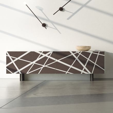 Wohnzimmer-Sideboard aus matt lackiertem MDF mit verzierten Türen Made in Italy - Velia Viadurini