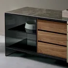 Rauchglas Wohnzimmer Sideboard mit Bronze Spiegeltür Made in Italy - Dumm Viadurini
