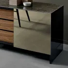 Rauchglas Wohnzimmer Sideboard mit Bronze Spiegeltür Made in Italy - Dumm Viadurini