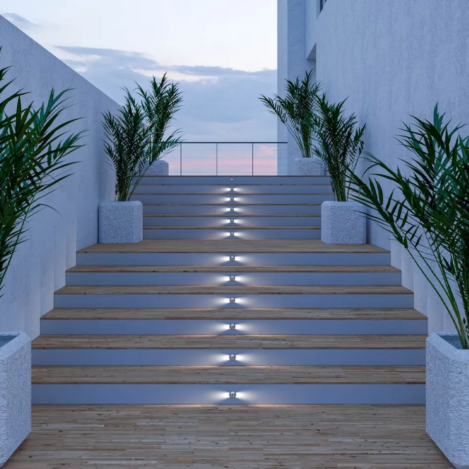 Marker Outdoor LED Einbaustrahler aus Edelstahl 4 Stück - Rhombus Viadurini