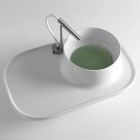 Regal mit integriertem Waschbecken aus glänzend weißer Keramik Made in Italy - Uber Viadurini