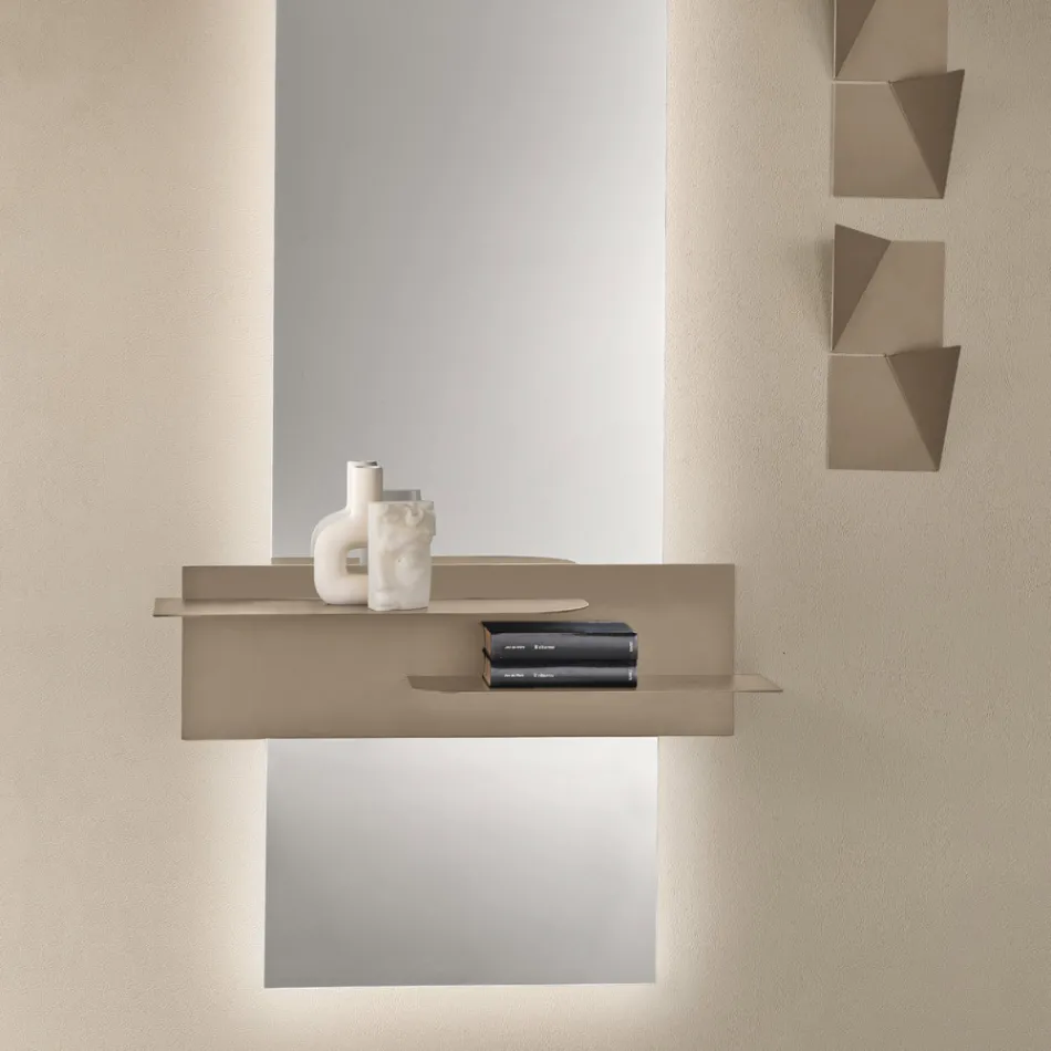 Modernes Design-Metallregal mit zwei horizontalen Ablagen - Miro Viadurini