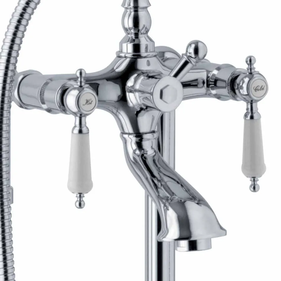 Säulenmischer für Badewanne mit Dusche aus Messing Made in Italy - Shelly Viadurini