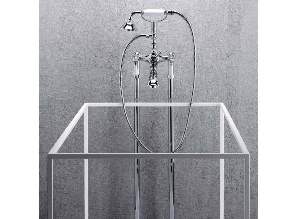 Säulenmischer für Badewanne mit Dusche aus Messing Made in Italy - Shelly Viadurini