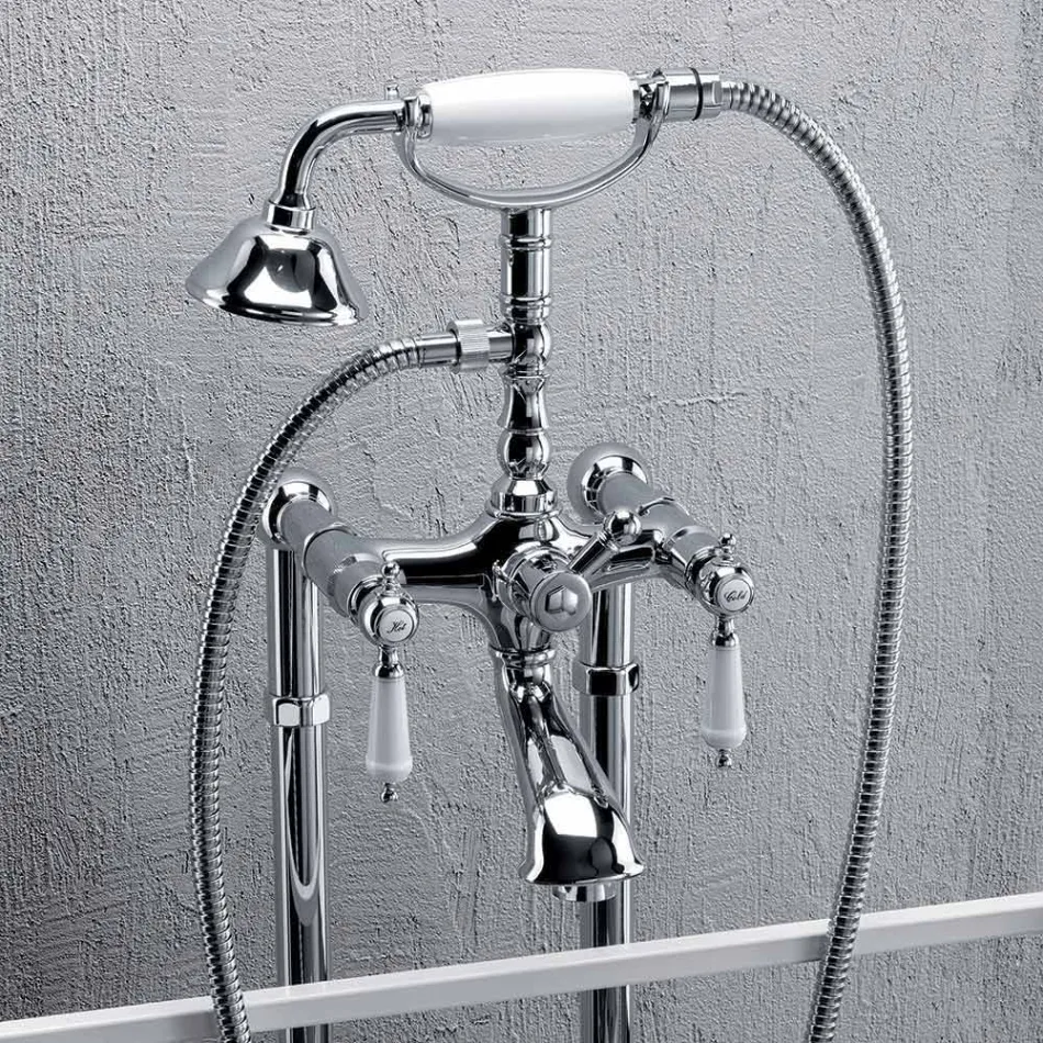 Säulenmischer für Badewanne mit Dusche aus Messing Made in Italy - Shelly Viadurini