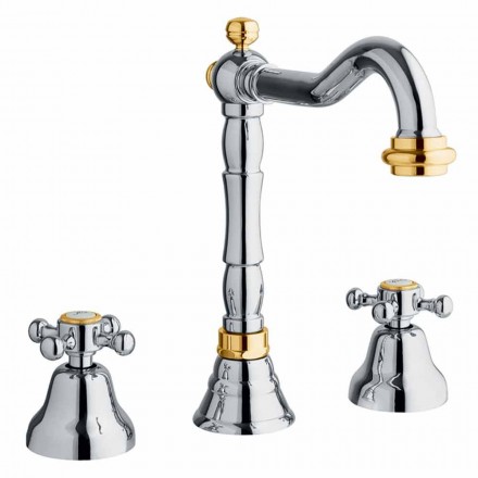 Klassischer 3-Loch-Mischer für Waschbecken aus Messing Made in Italy - Lisca Viadurini