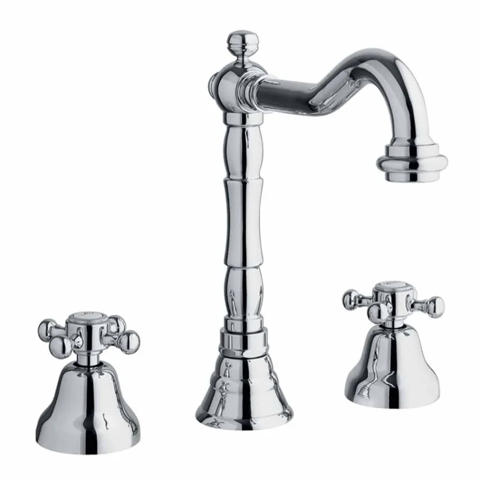 Klassischer 3-Loch-Mischer für Waschbecken aus Messing Made in Italy - Lisca Viadurini