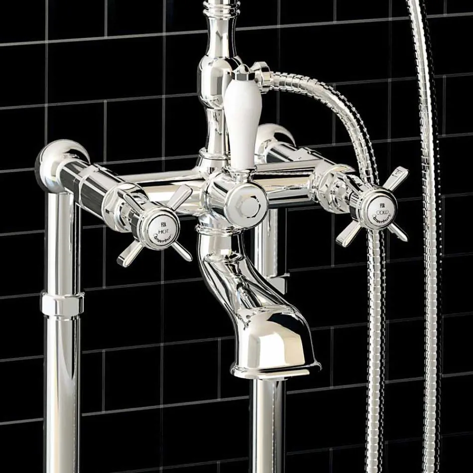 Klassischer Bodenmischer für Badewanne Made in Italy Messing - Omidio Viadurini