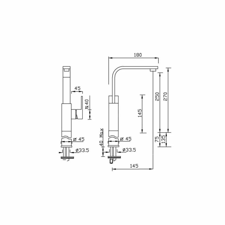 Hochschwenkbarer Auslauf Design Waschbecken Mixer Made in Italy - Panela Viadurini