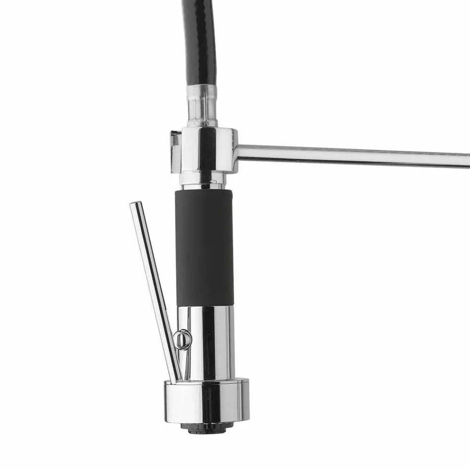 Chrom Messing Spülbecken Mixer mit Dusche Made in Italy - Kondor Viadurini