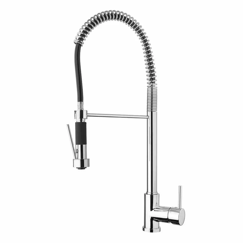 Chrom Messing Spülbecken Mixer mit Dusche Made in Italy - Kondor Viadurini