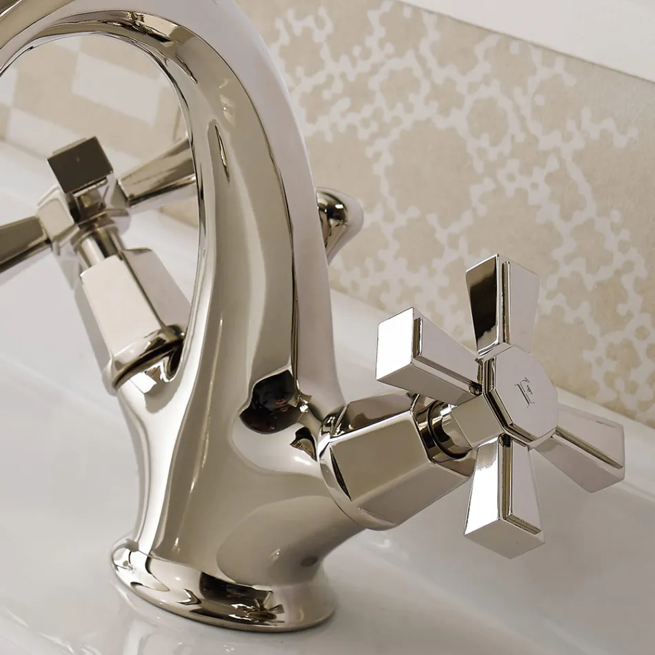 Einloch-Waschtischmischer im Vintage-Design aus Messing, hergestellt in Italien – Silvana Viadurini