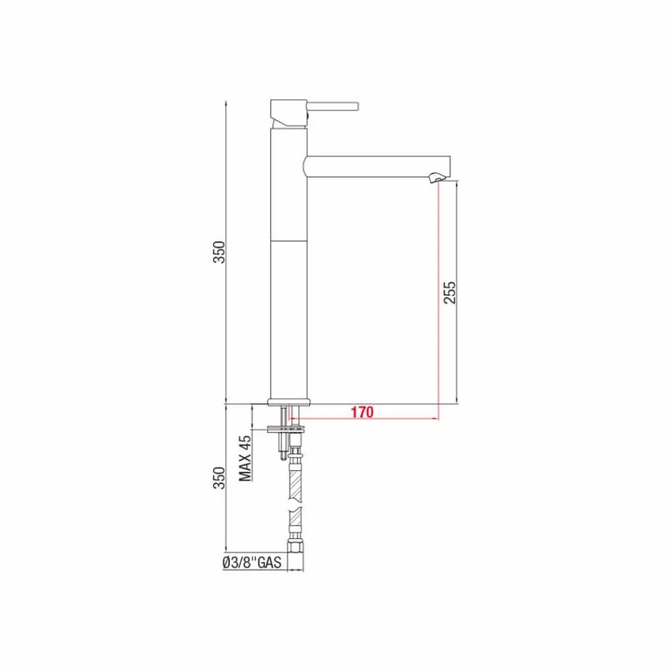 Erweiterter Waschtischmischer aus Messing ohne Abfluss Made in Italy - Ermia Viadurini