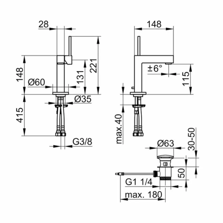 Moderner Waschbeckenmischer aus verchromtem Metall - Girino Viadurini