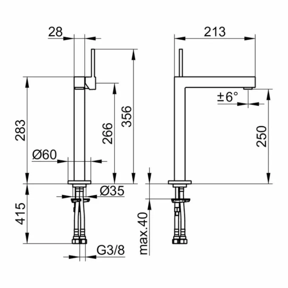 Moderner Waschbeckenmischer aus verchromtem Metall - Girino Viadurini