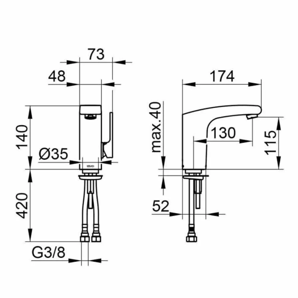 Modernes Design Einhebelmischer für Bad Waschbecken Chrom Finish - Gonzo Viadurini