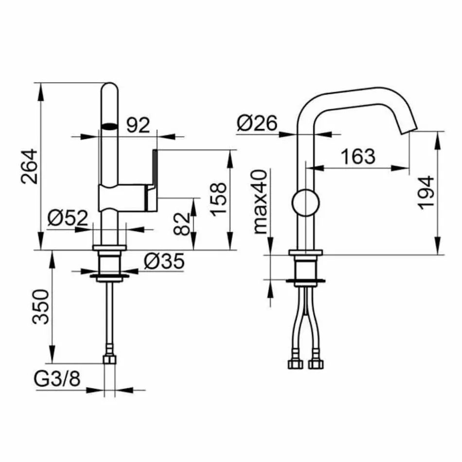 Modernes Design Einhebelmischer für Badezimmerwaschbecken aus Metall - Zanio Viadurini