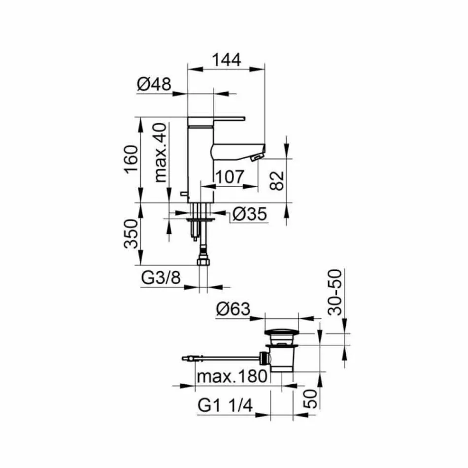 Modernes Design Einhebelmischer für Badezimmerwaschbecken aus Metall - Zanio Viadurini