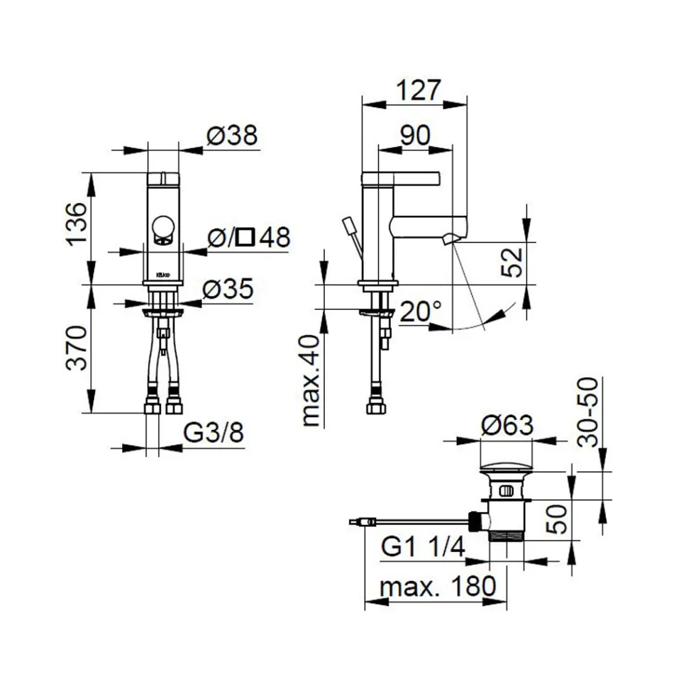Einhebel-Waschtischmischer Klassisches Design Chrom Messing - Artemisia Viadurini