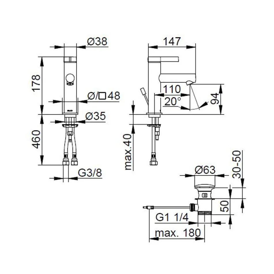 Einhebel-Waschtischmischer Klassisches Design Chrom Messing - Artemisia Viadurini