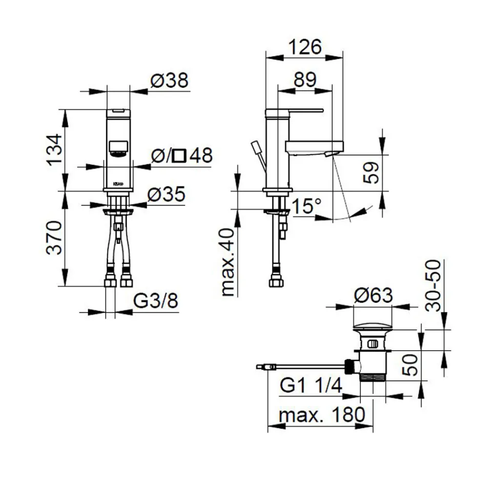 Einhebel-Waschtischmischer mit flachem Design aus verchromtem Messing - Agenore Viadurini