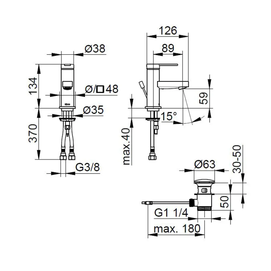 Einhebel-Waschtischmischer mit flachem Design aus verchromtem Messing - Agenore Viadurini