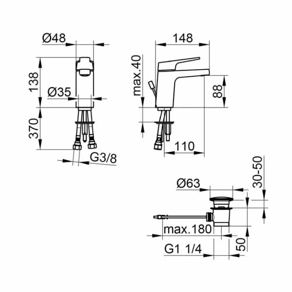 Moderner Einhebel-Waschtischmischer aus verchromtem Metall - Clari Viadurini