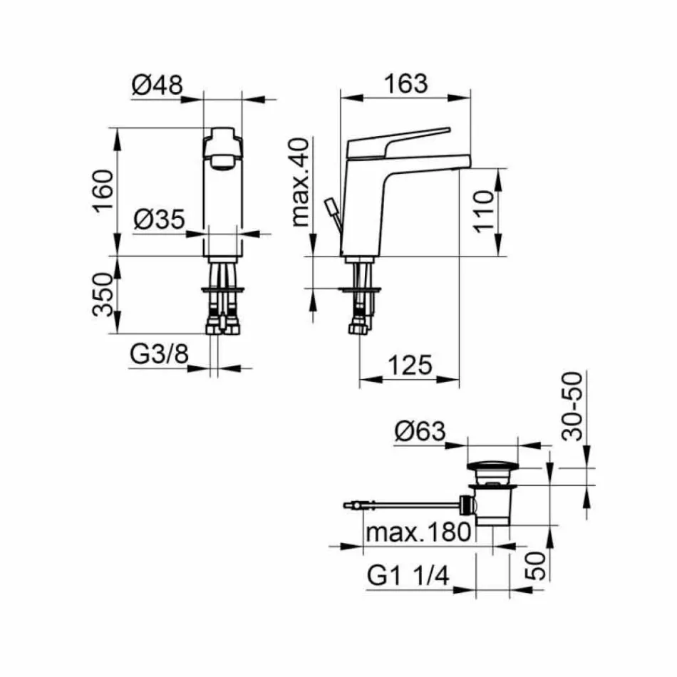 Moderner Einhebel-Waschtischmischer aus verchromtem Metall - Clari Viadurini