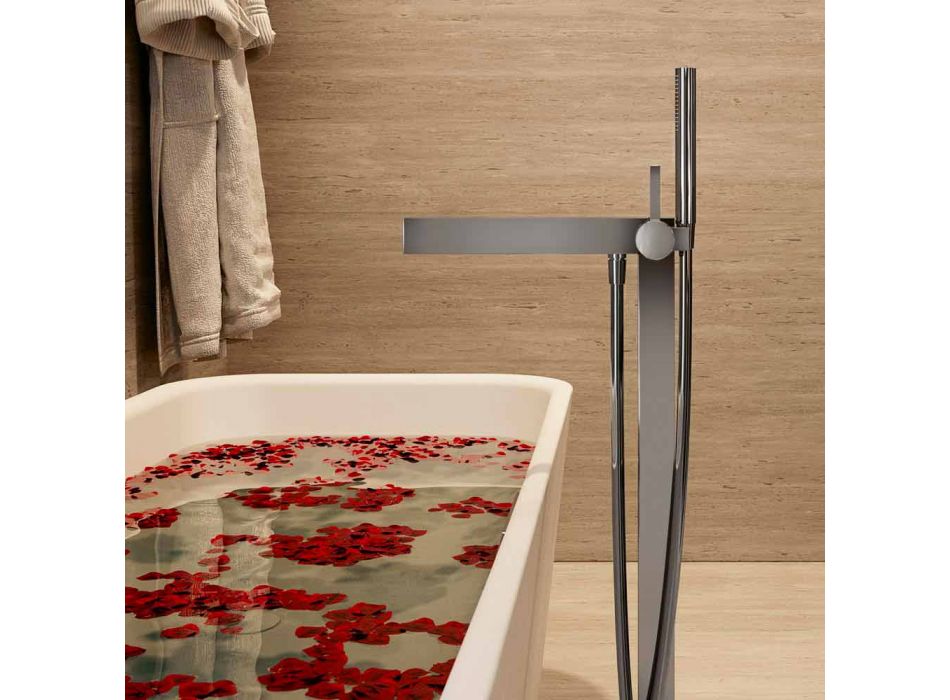 Moderner Einhebelmischer für Badewanne aus verchromtem Metall - Girino Viadurini