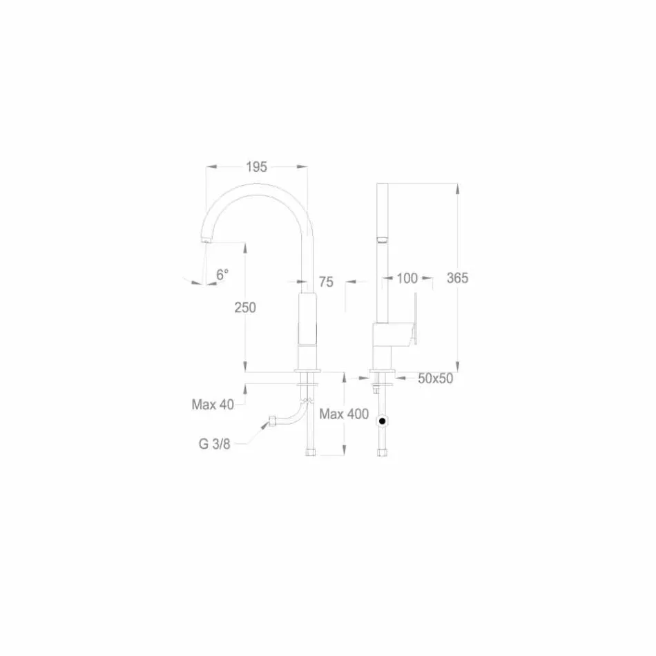 Made in Italy Design Einhebel-Küchenmischer - Bonsu Viadurini