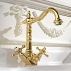 Einloch-Waschtischmischer im Vintage-Design aus Messing, hergestellt in Italien – Ursula Viadurini