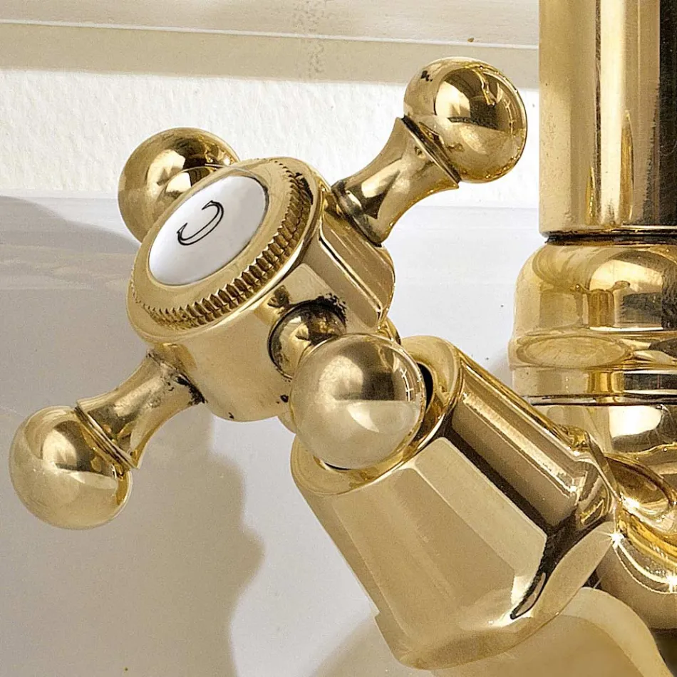 Einloch-Waschtischmischer im Vintage-Design aus Messing, hergestellt in Italien – Ursula Viadurini