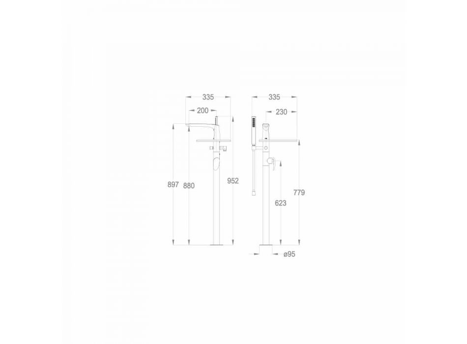 Badewanne Deck Mixer in Messing von Made Italy Design - Benello Viadurini