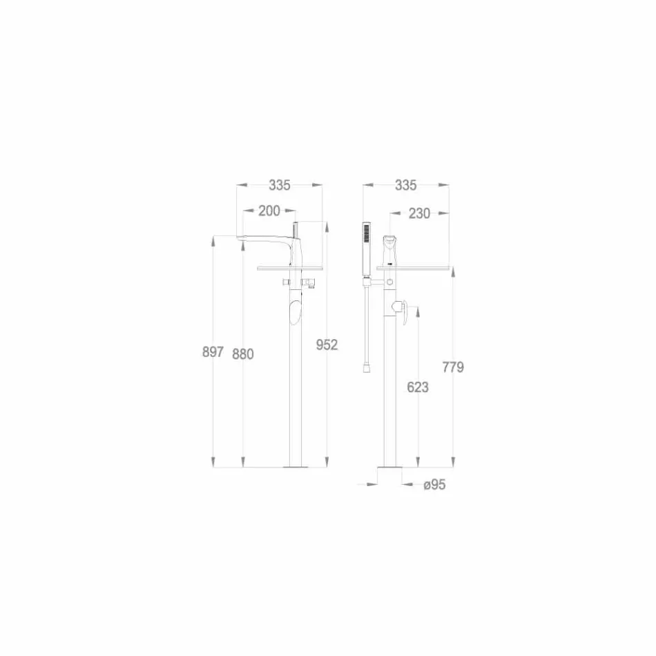 Badewanne Deck Mixer in Messing von Made Italy Design - Benello Viadurini