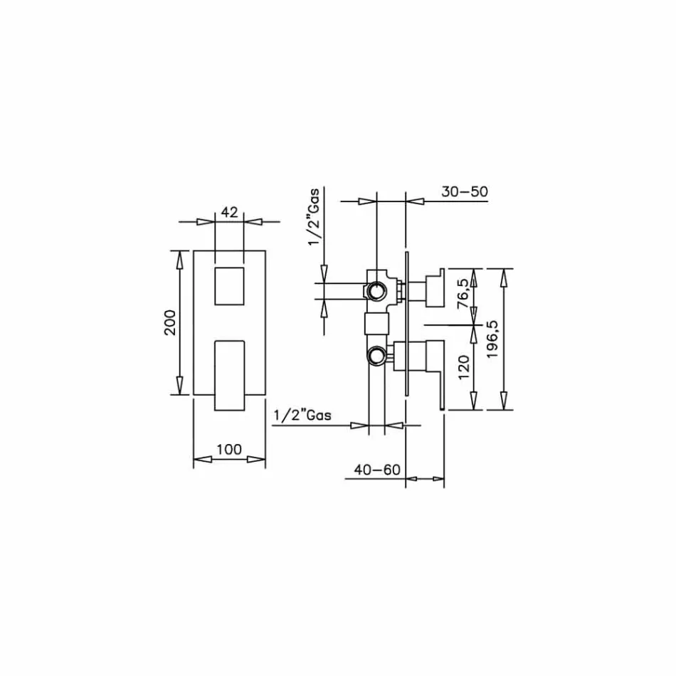 Duschmischer mit 3-Wege-Umlenker Made in Italy - Panela Viadurini
